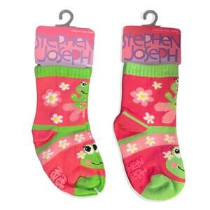Stephen Joseph Boutique 2 Pairs Pink Frog Socks Size Small